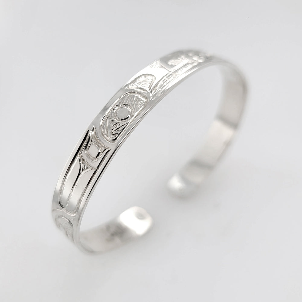 Silver Orca Bracelet by Tsimshian artist Bill Helin