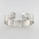 Silver Raven and Wolf Bracelet by Tsimshian artist Bill Helin