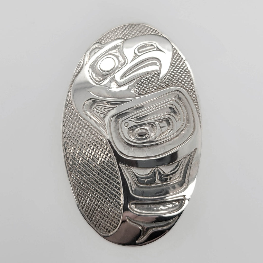 Indigenous Silver Eagle Pendant by Haida artist Carmen Goertzen
