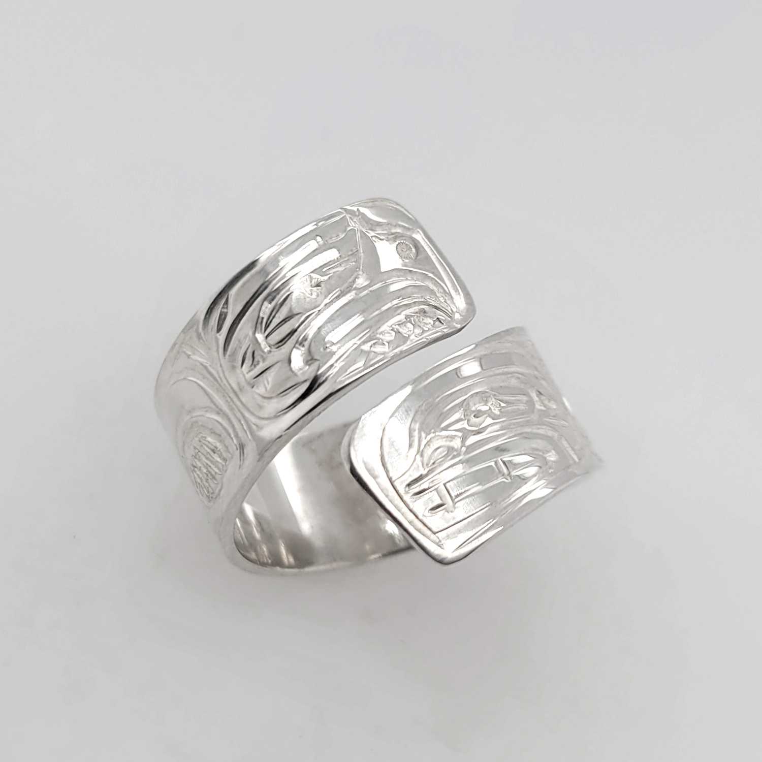 Silver Eagle and Killer Whale Wrap Ring by Kwakwaka'wakw artist Don Wadhams