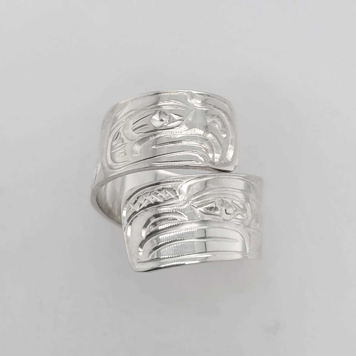 Silver Love Birds Wrap Ring by Kwakwaka'wakw artist Don Wadhams