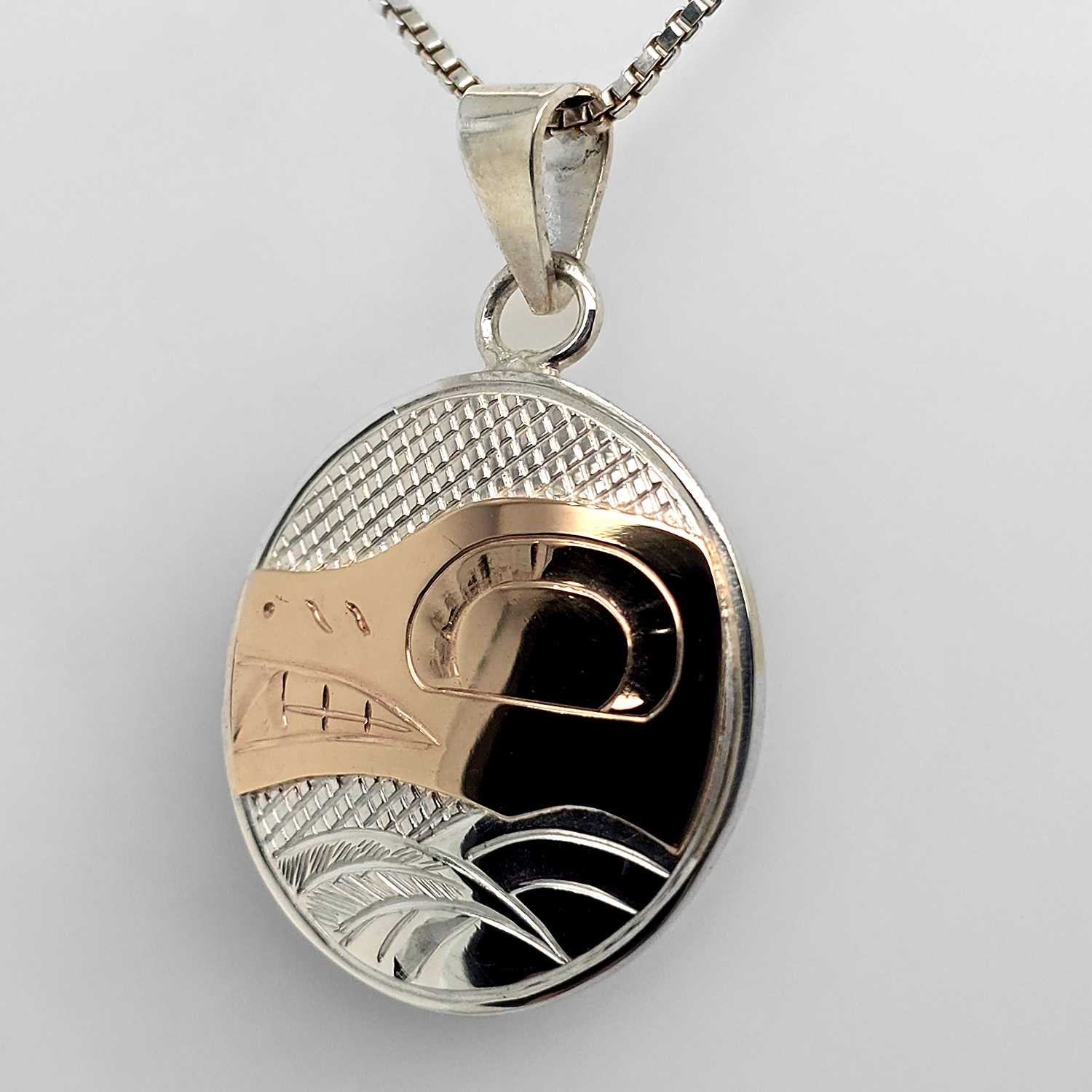 Silver Gold Wolf Pendant by Cree Artist Justin Rivard