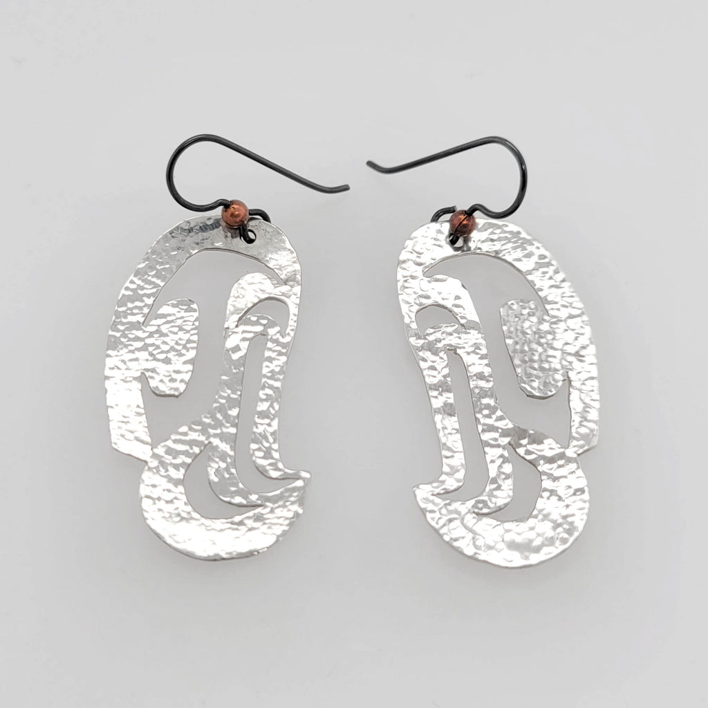 Silver Hammered Eagle Earrings by Kwakwaka'wakw artist Toby Cook