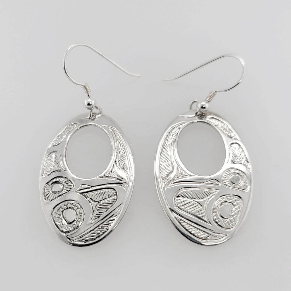 Silver Hummingbird Earrings by Tsimshian artist Bill Helin