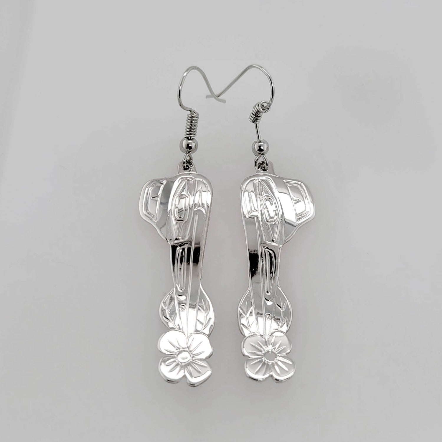 Silver Hummingbird Earrings by Haida artist Garner Moody