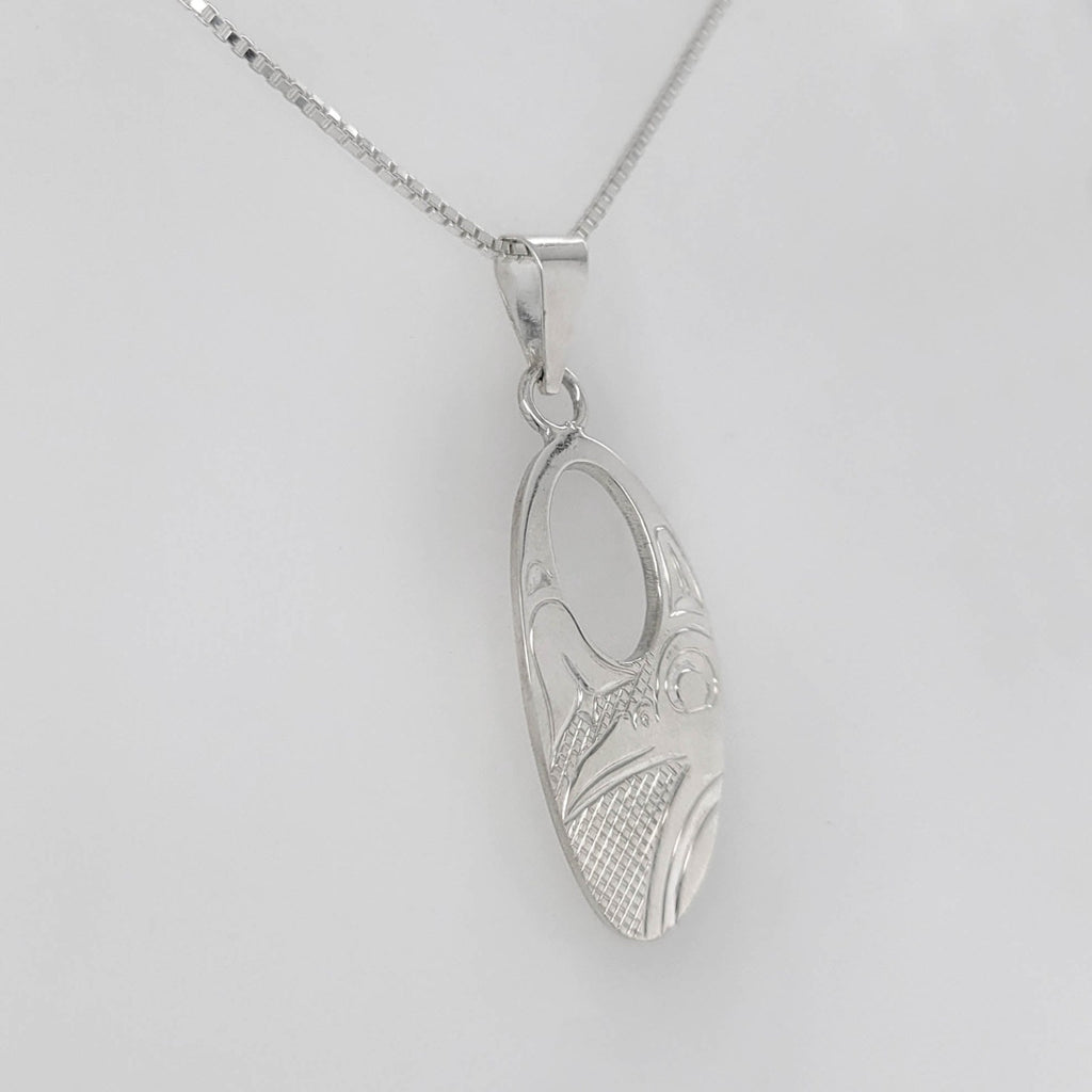 Silver Hummingbird Pendant by Cree artist Justin Rivard