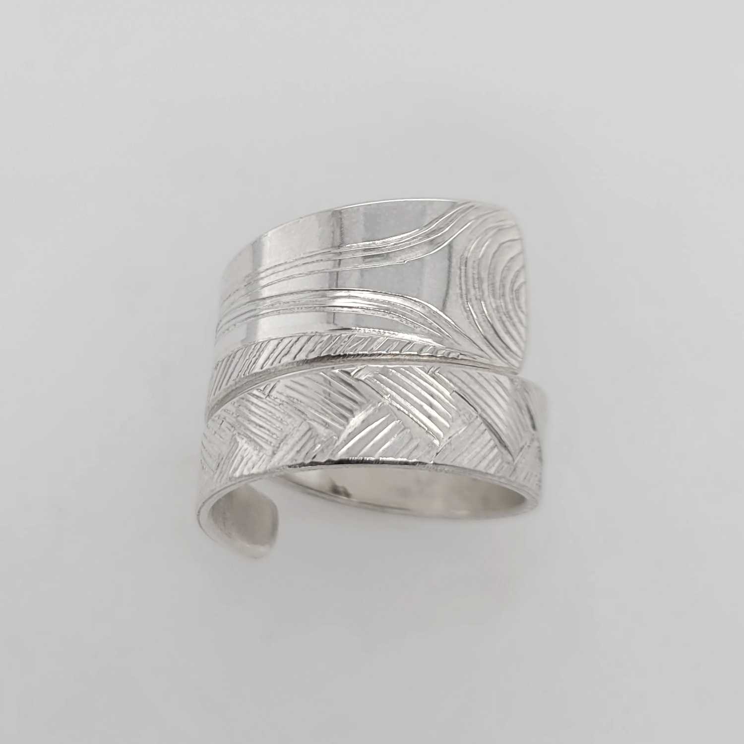 Silver Dorsal Fin Wrap Ring by Coast Salish artist Jody Sparrow