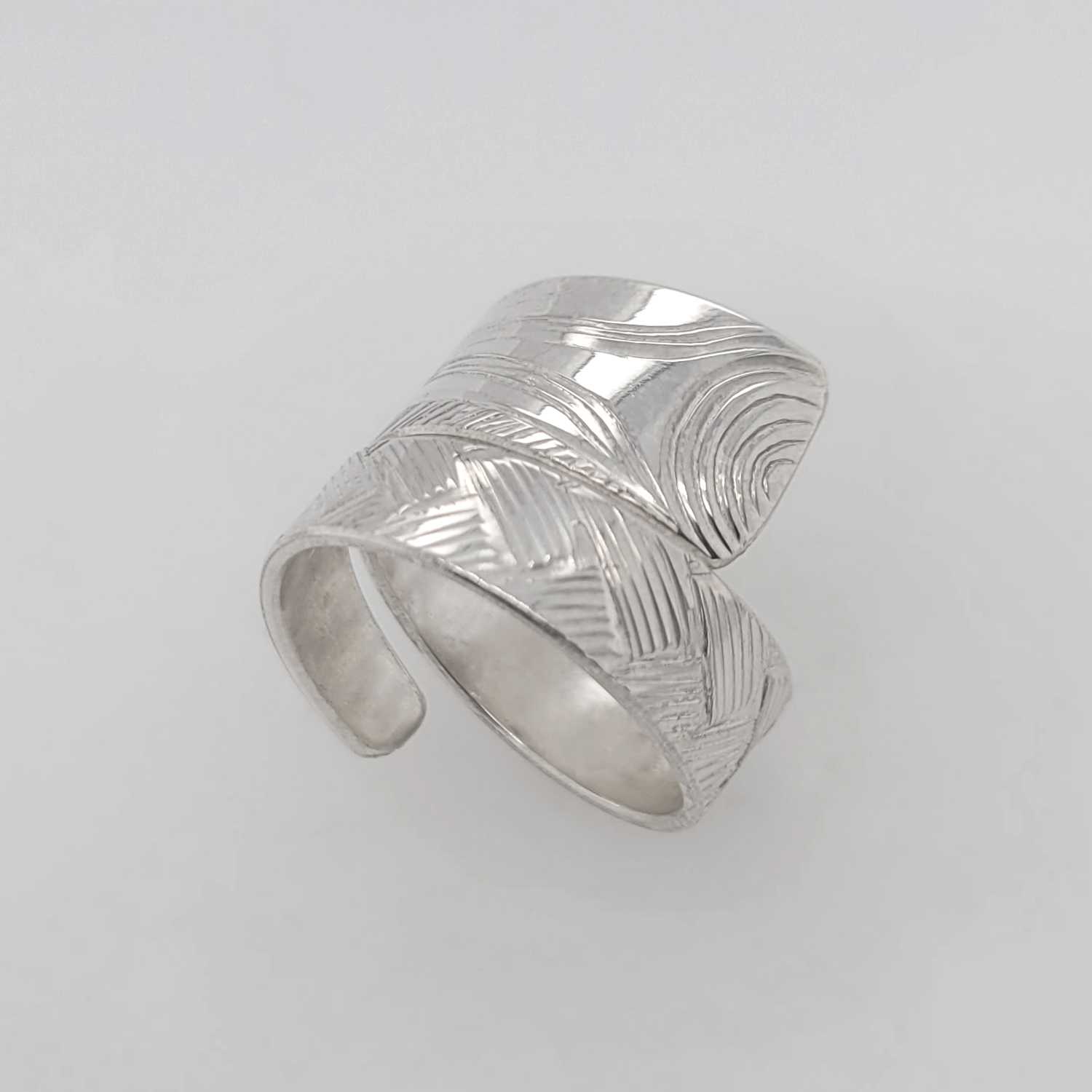 Silver Dorsal Fin Wrap Ring by Coast Salish artist Jody Sparrow