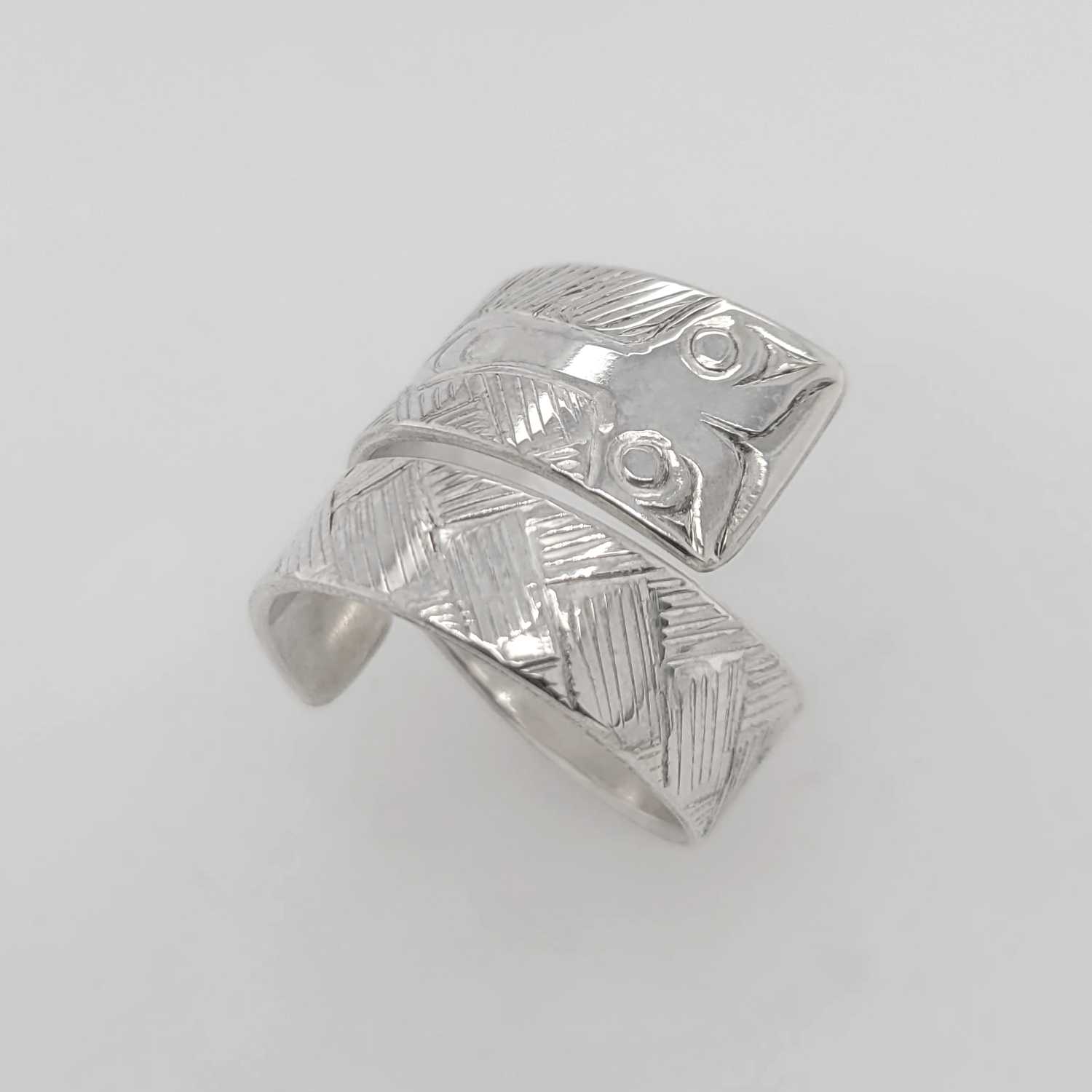 Silver Whale Tail Weave Wrap Ring by Coast Salish artist Jody Sparrow