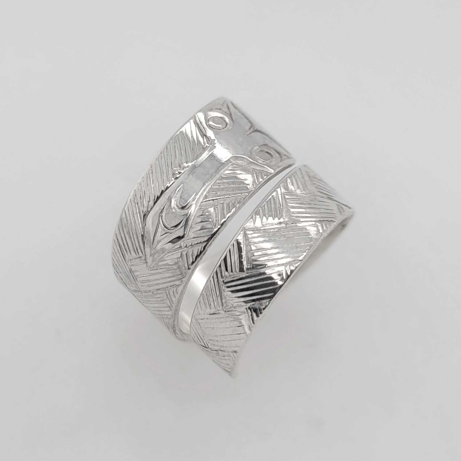 Silver Whale Tail Weave Wrap Ring by Coast Salish artist Jody Sparrow