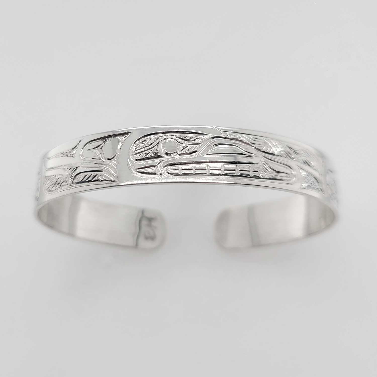 Silver Orca Bracelet by Tsimshian artist Bill Helin