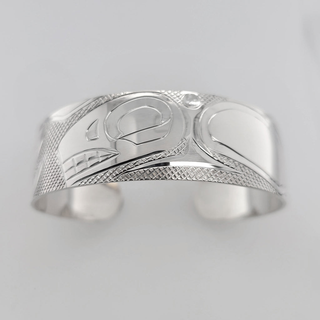Silver Orca or Killer Whale Bracelet by Cree artist Justin Rivard