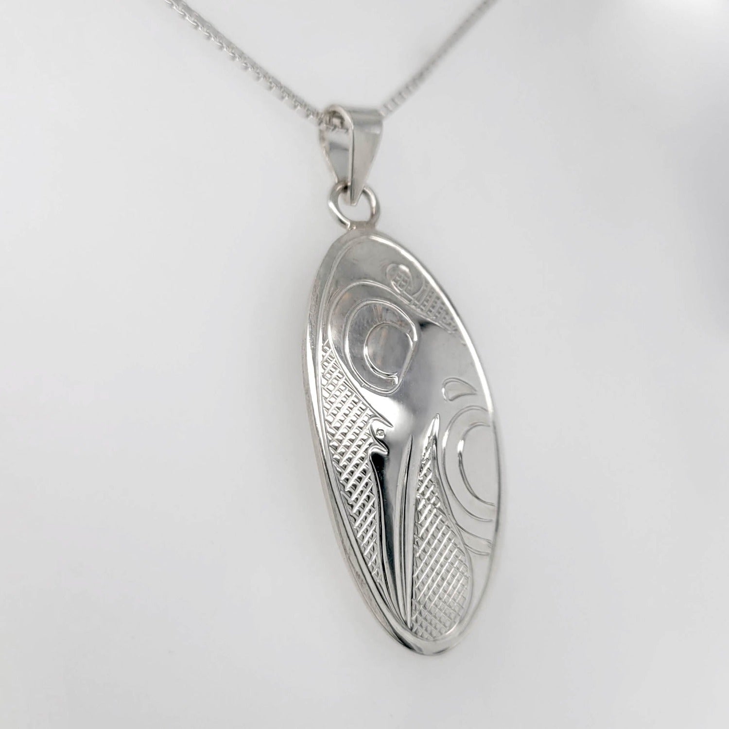 Silver Hummingbird Pendant by Cree artist Justin Rivard