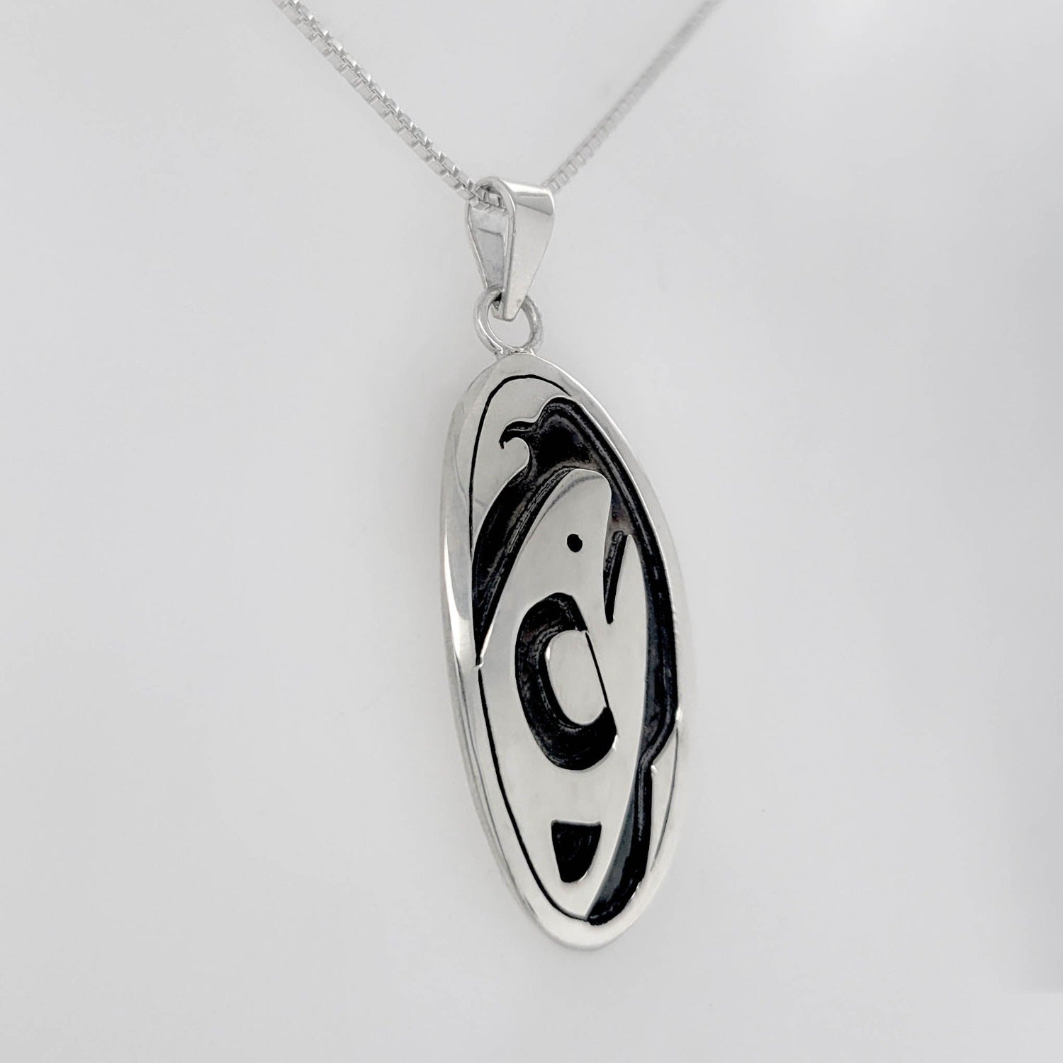 Silver Salmon Pendant by Cree artist Justin Rivard