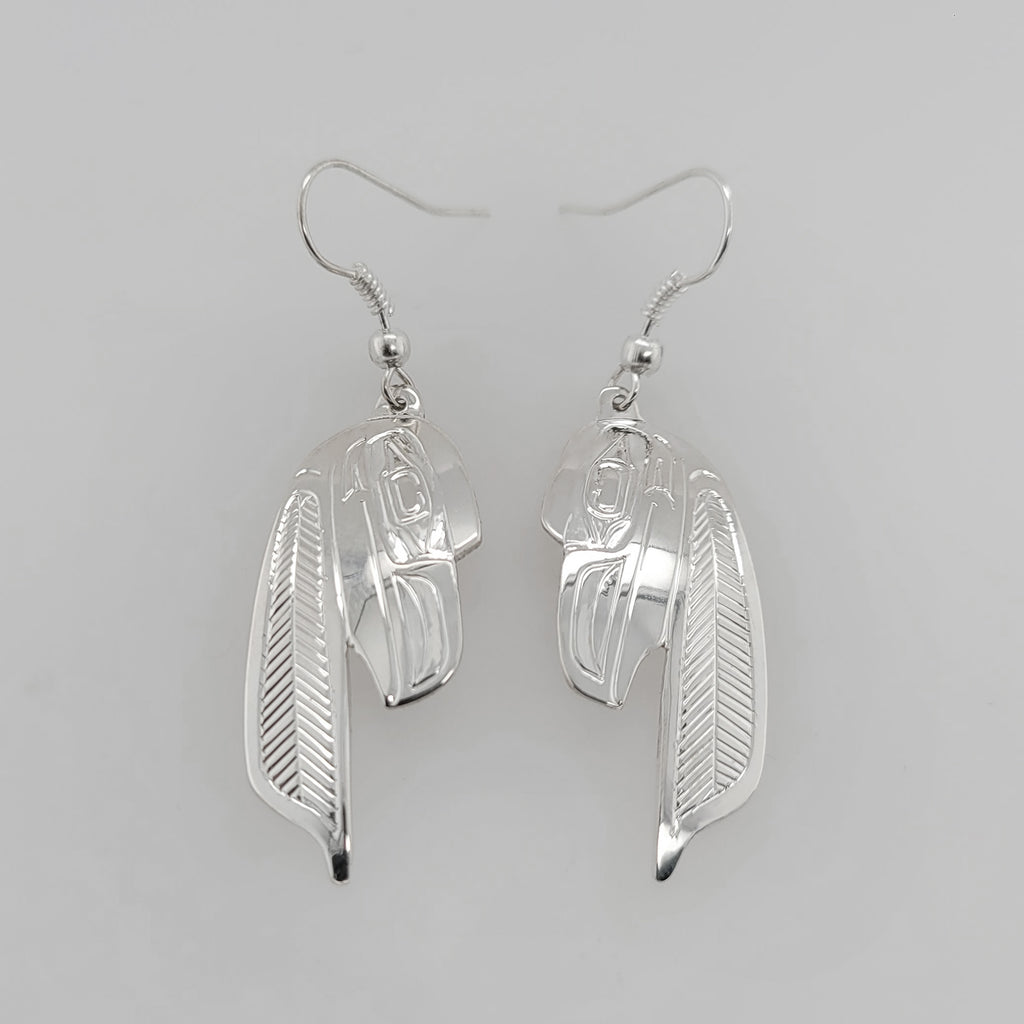 Silver Raven Earrings by Haida artist Garner Moody