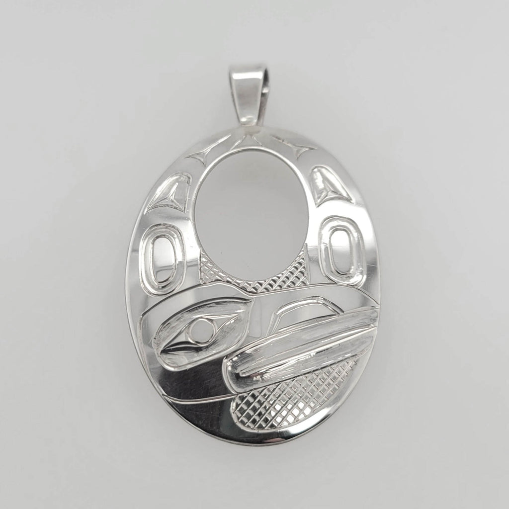 Silver Raven Pendant by Haida artist Derek White