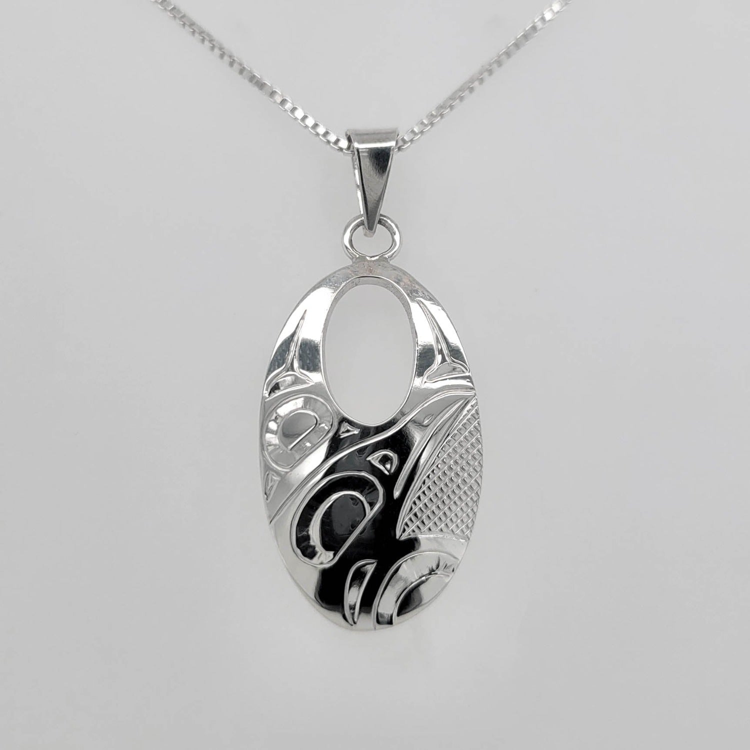 Silver Raven Pendant by Cree artist Justin Rivard