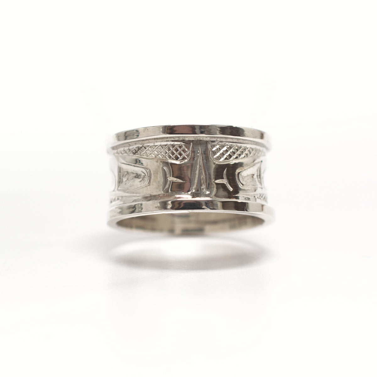 Silver Raven Steals the Light ring by Haida artist Carmen Goertzen
