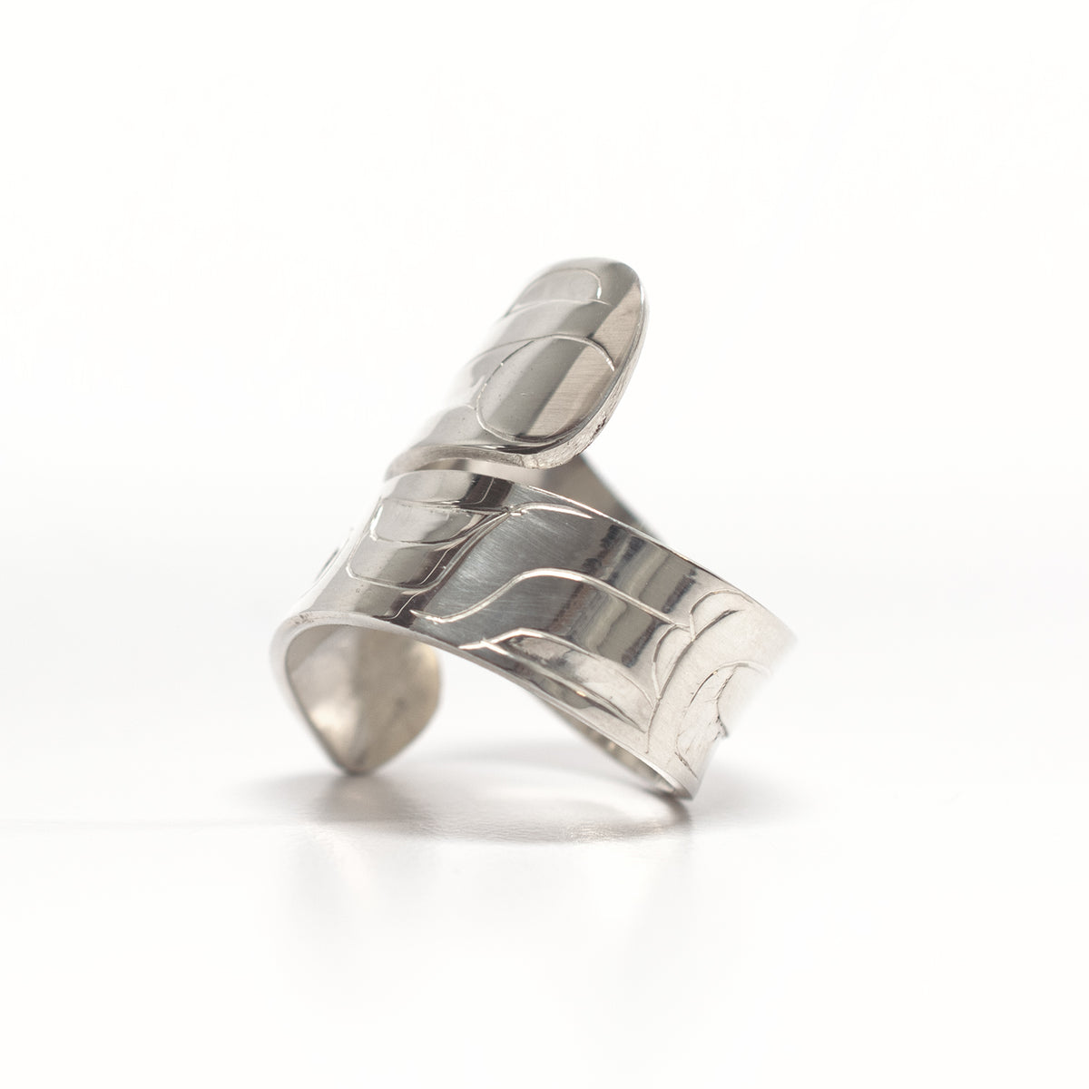 Silver Raven Steals the Light Wrap Ring by Haida artist Alvin Adkins
