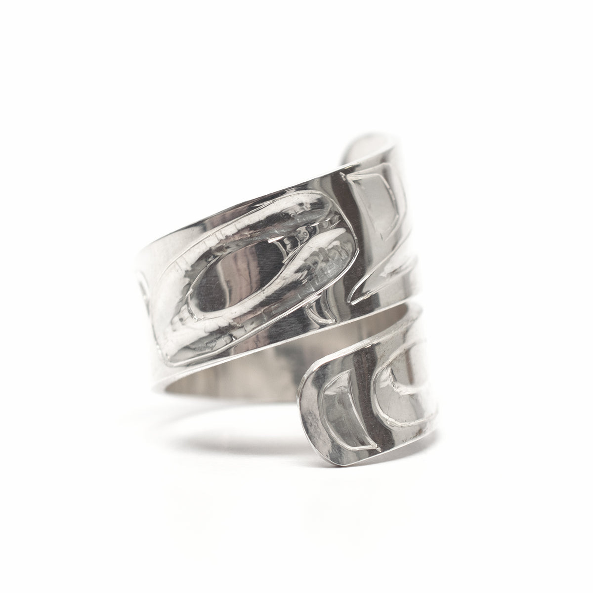 Silver Raven Steals the Light Wrap Ring by Haida artist Alvin Adkins