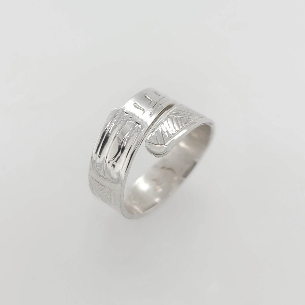 Silver Raven Wrap Ring by Tahltan artist Terrence Campbell