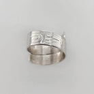 Indigenous Silver Raven Wrap Ring by Haida artist Garner Moody