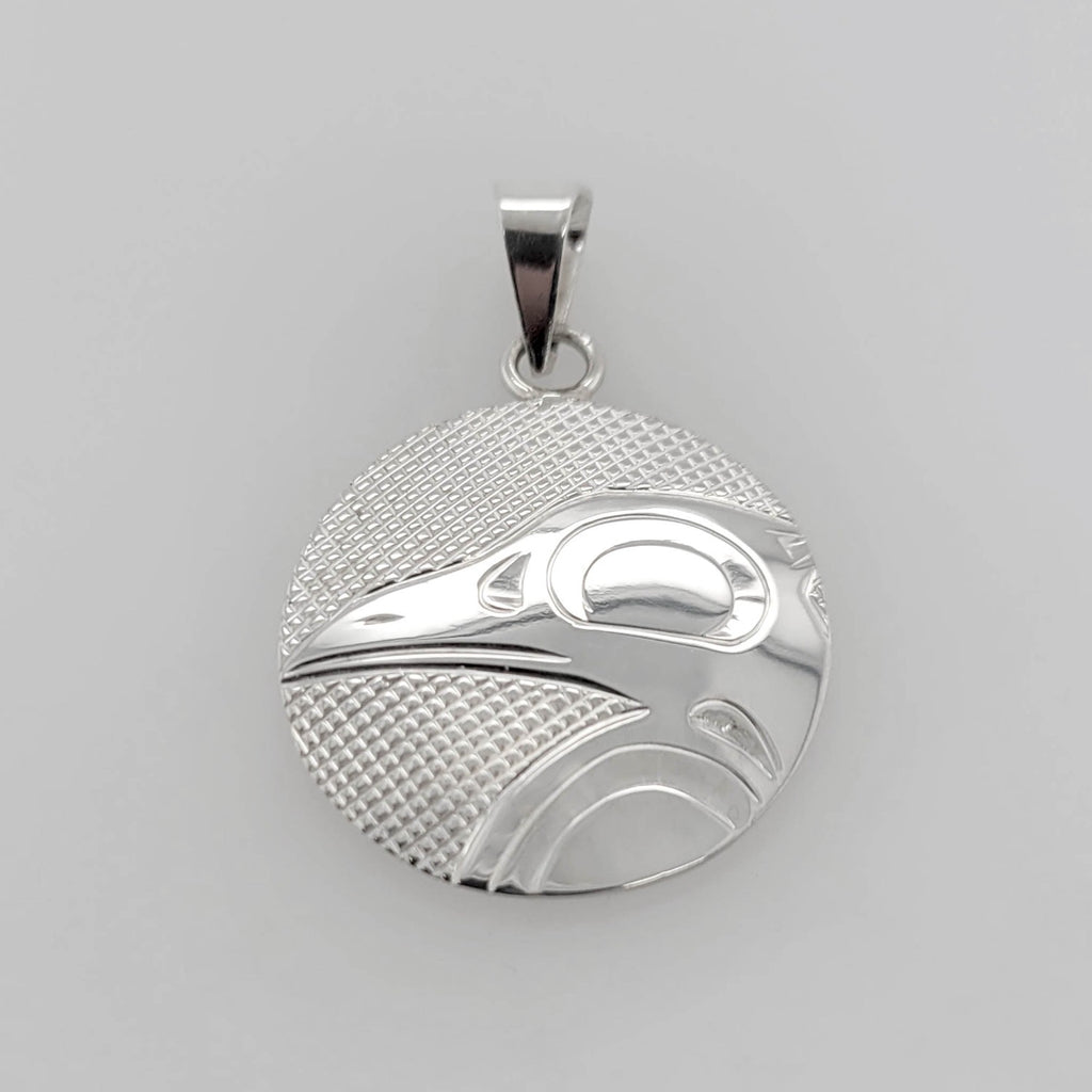 Silver Raven Pendant by Cree artist Justin Rivard