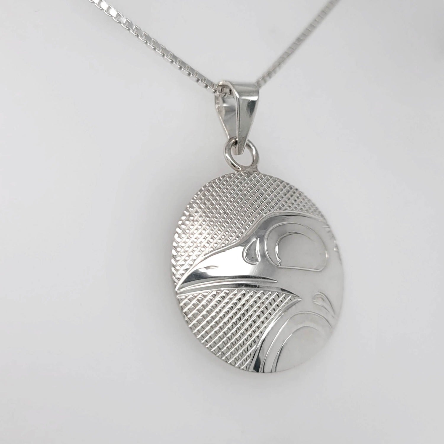 Silver Raven Pendant by Cree artist Justin Rivard