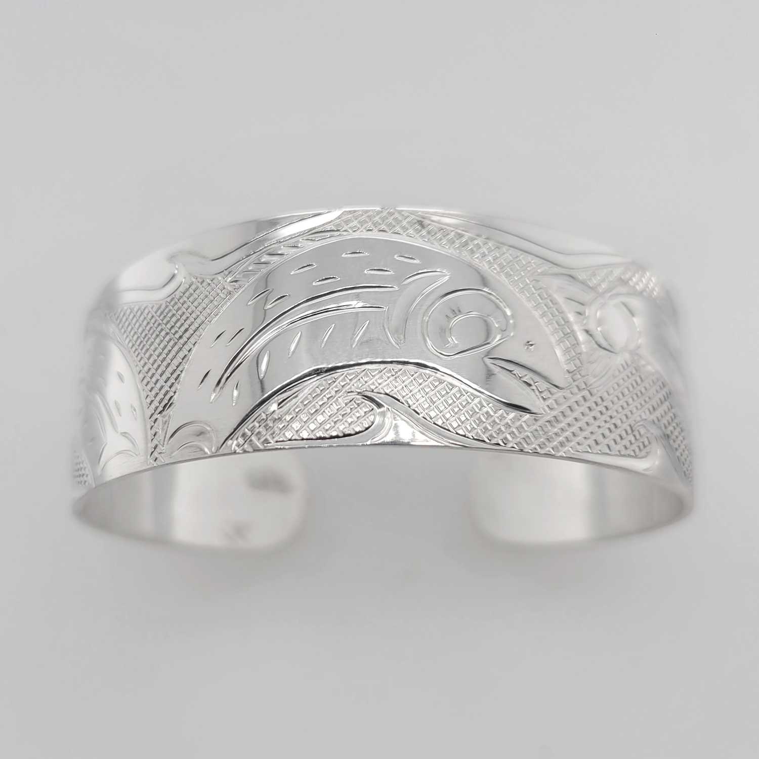 Silver Salmon Bracelet by Cree artist Justin Rivard