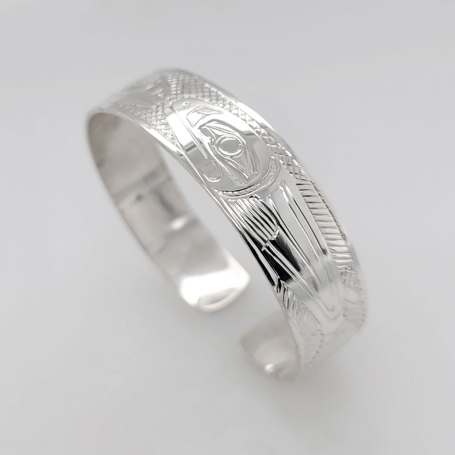 Silver Salmon Bracelet by Haida artist Garner Moody