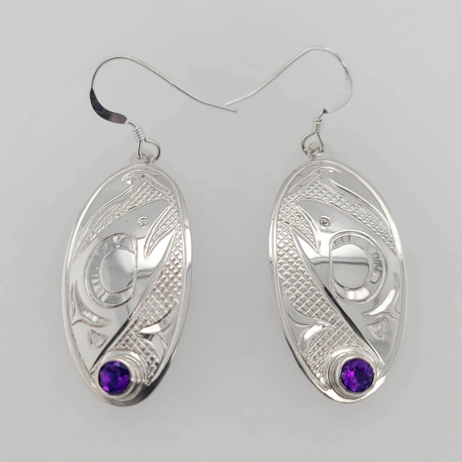 Indigenous Silver Salmon Earrings by Justin Rivard