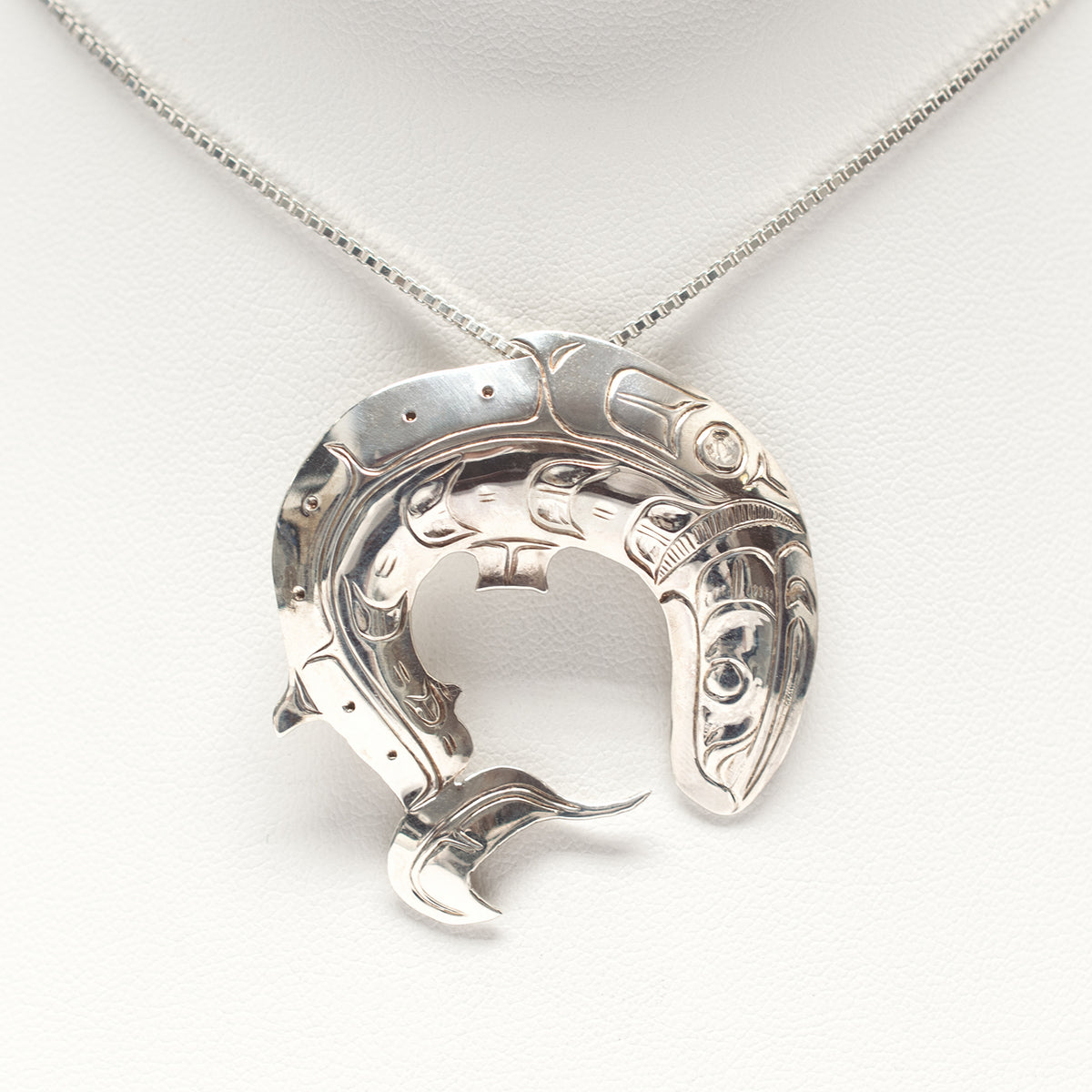 Silver Salmon Pendant by Kwakwaka'wakw artist Harold Alfred