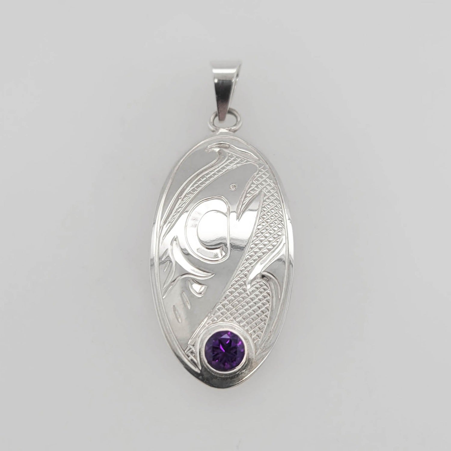 Indigenous Silver Salmon Pendant by Justin Rivard