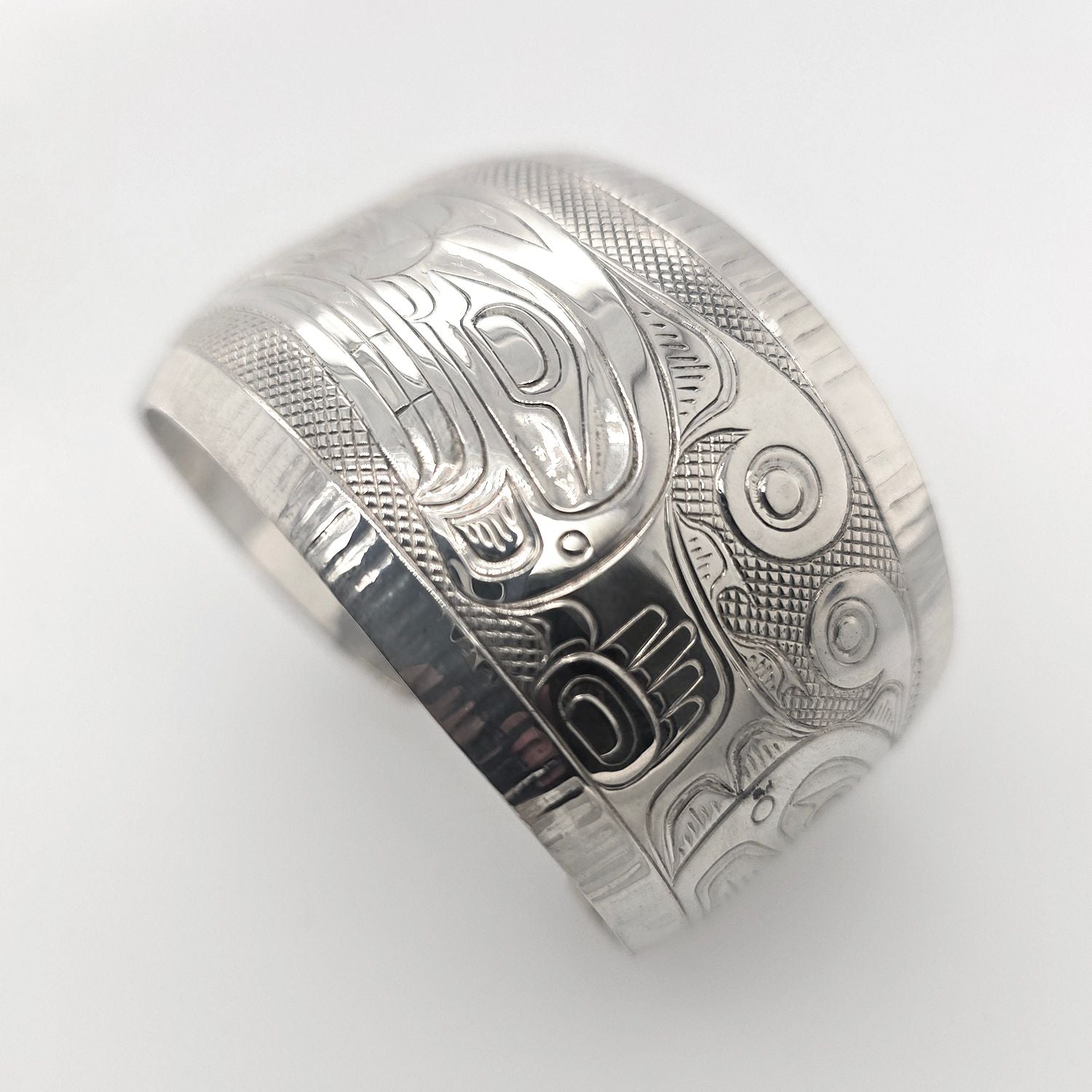 Silver Sisiutl Bracelet by Kwakwaka'wakw artist James Taylor