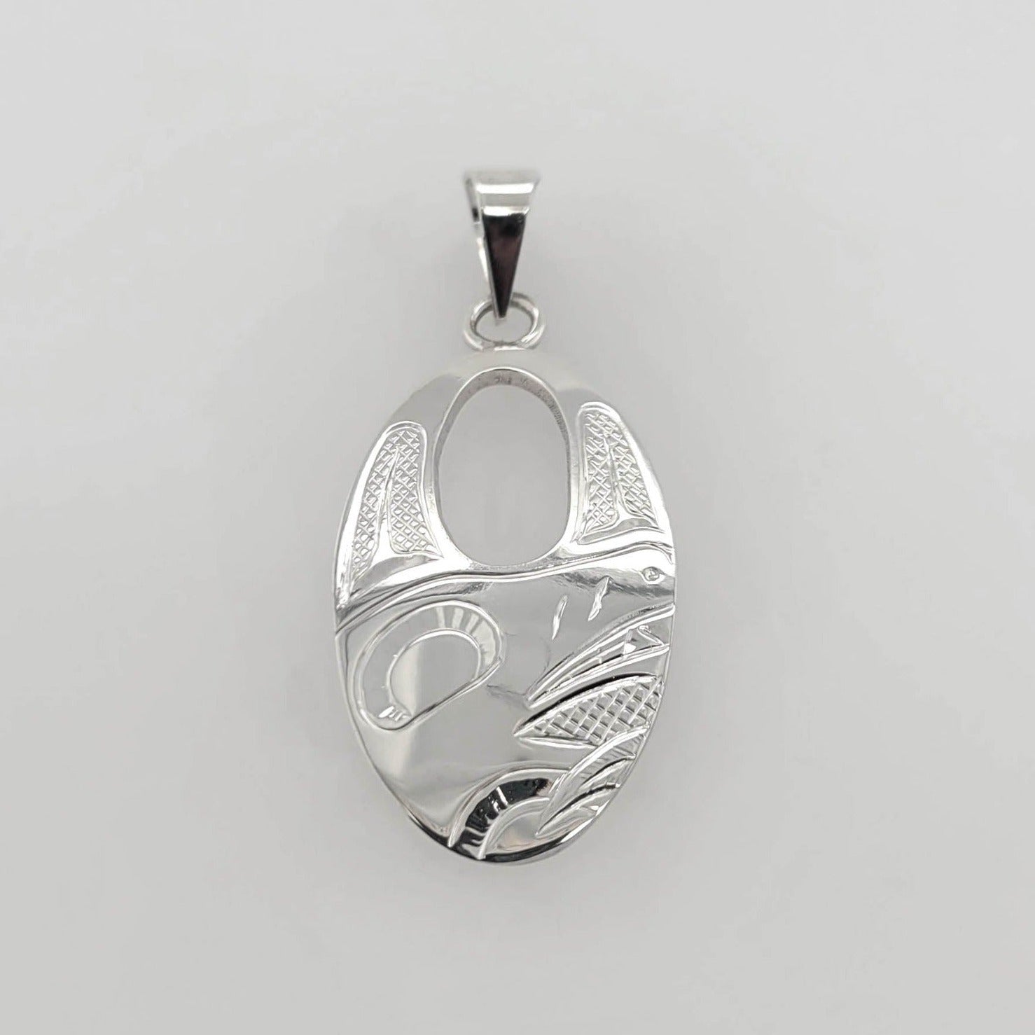 Silver Wolf Pendant by Cree artist Justin Rivard