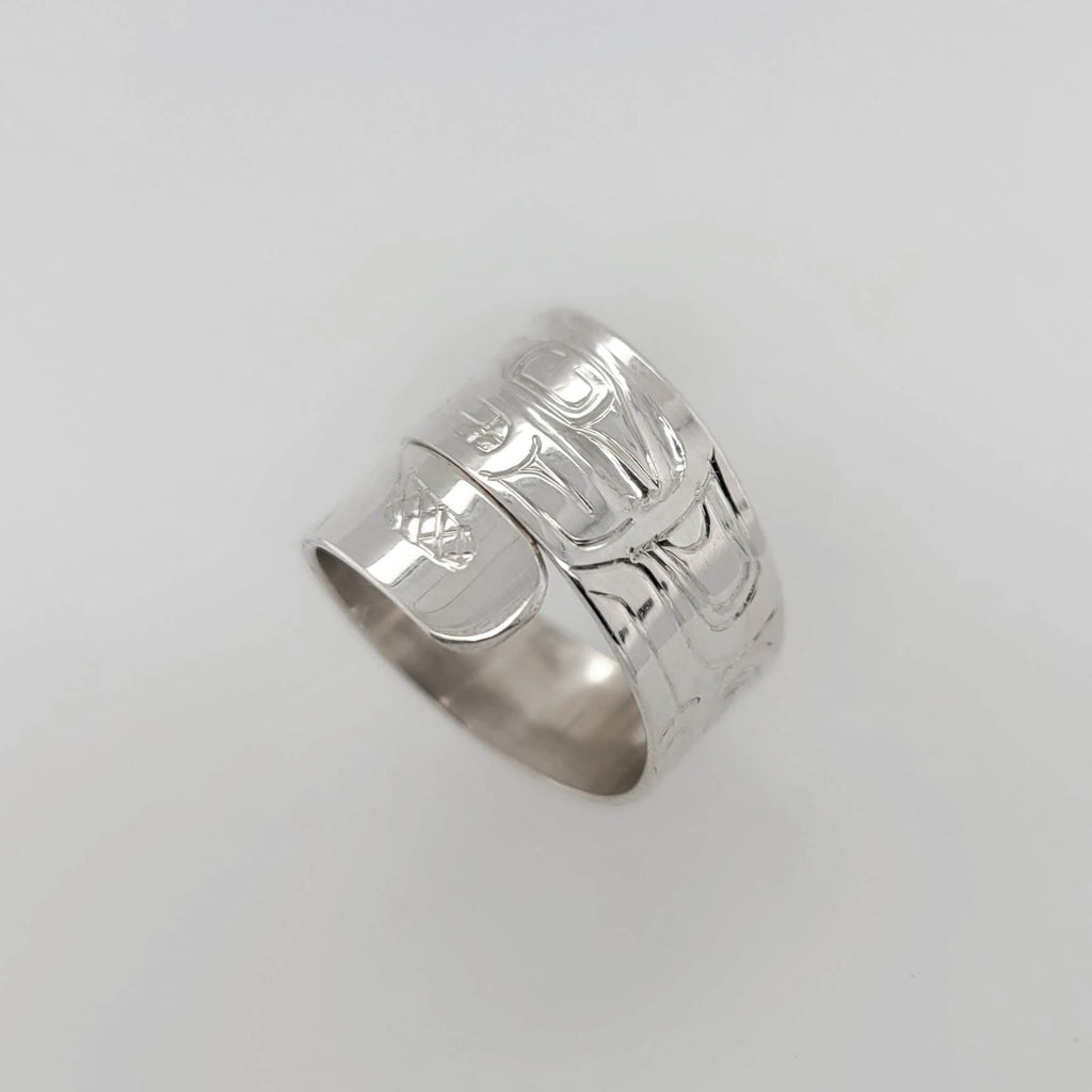 Indigenous Silver Wolf Wrap Ring by Haida artist Garner Moody