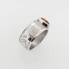 Silver and Amber Raven Ring by Cree artist Justin Rivard