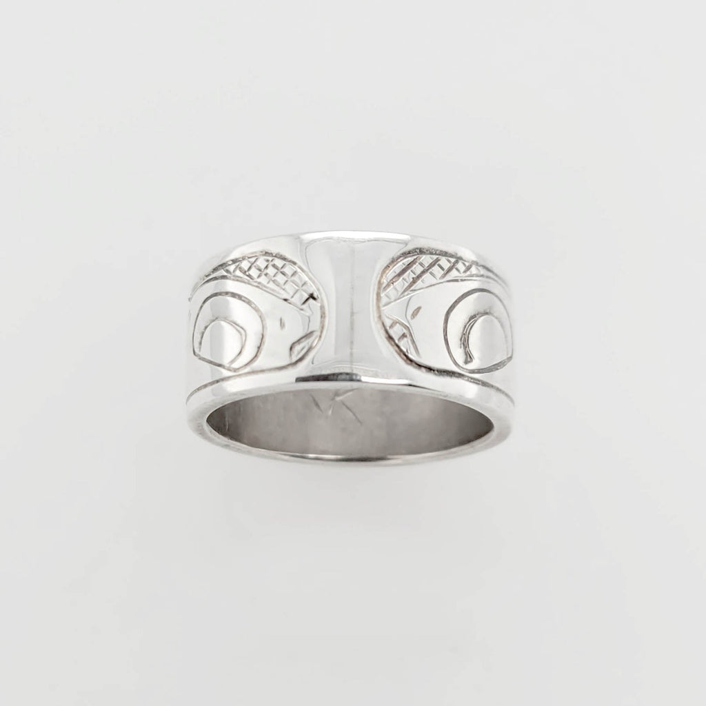 Silver and Amber Raven Ring by Cree artist Justin Rivard
