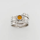 Silver and Amber Raven Ring by Cree artist Justin Rivard