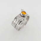 Silver and Amber Raven Ring by Cree artist Justin Rivard