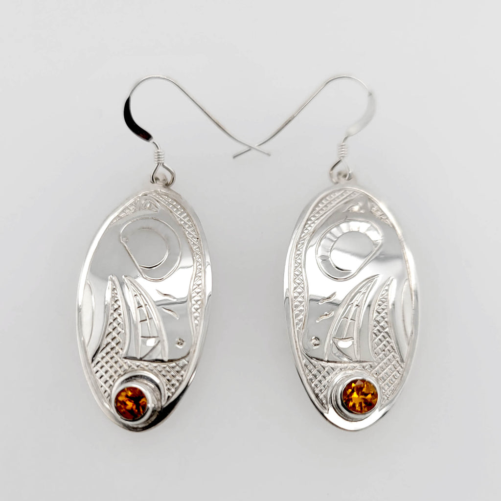 Indigenous Silver Wolf Earrings by Justin Rivard