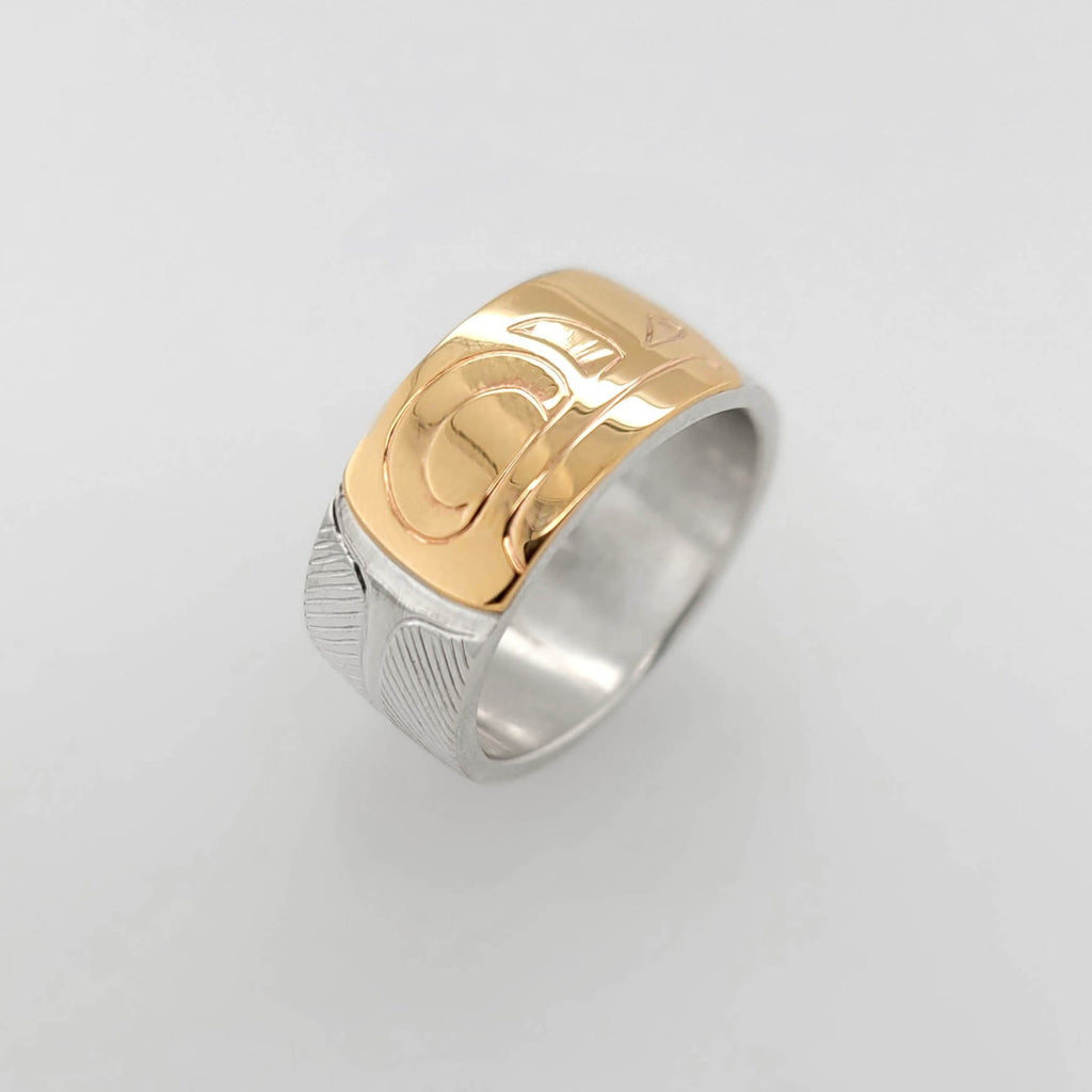 Silver and Gold Moon Ring by Cree artist Justin Rivard