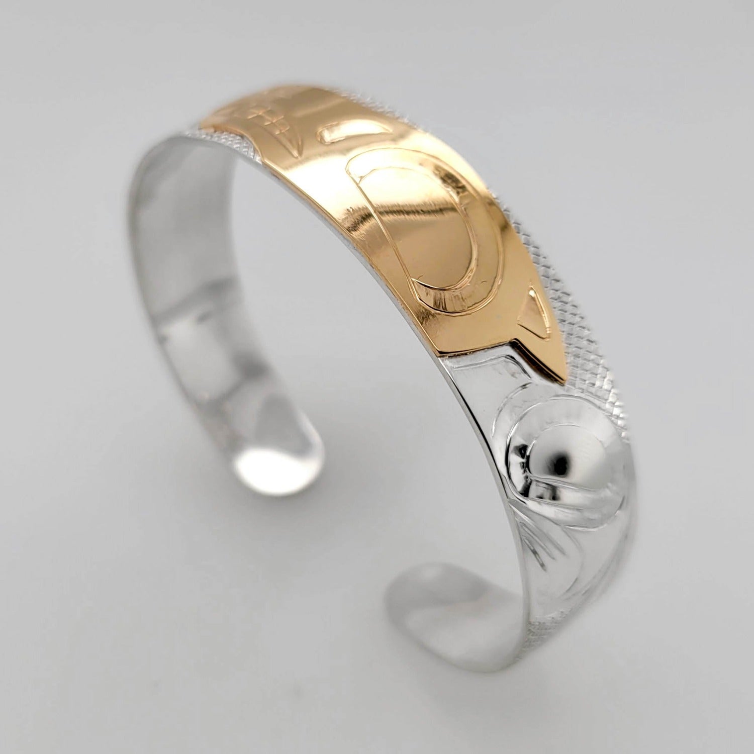 Silver and Gold Bear Bracelet by Cree artist Justin Rivard