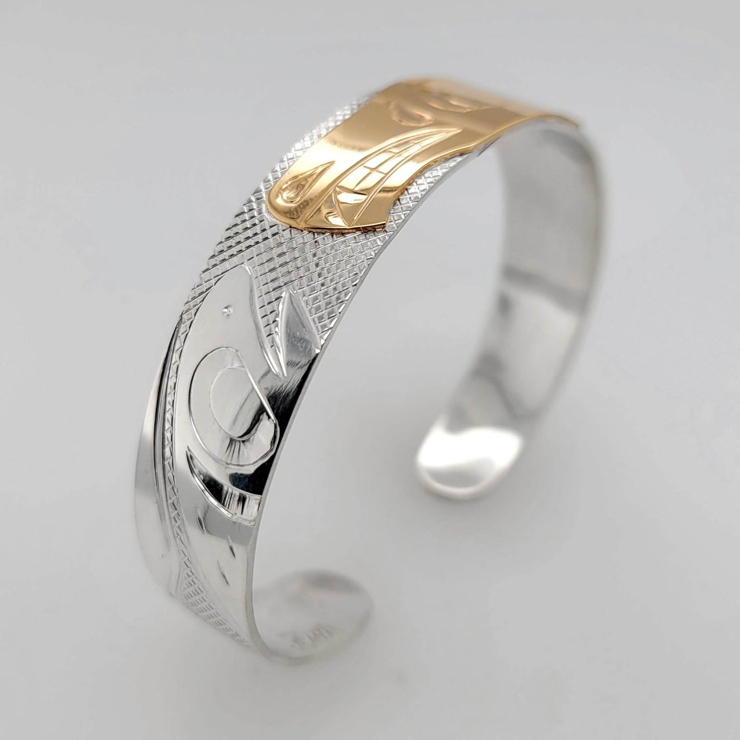 Silver and Gold Bear Bracelet by Cree artist Justin Rivard