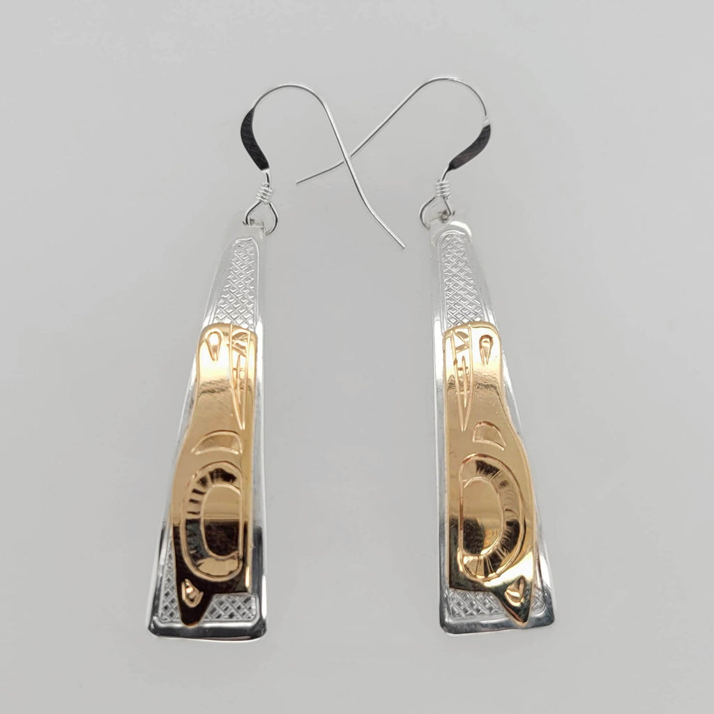 Silver and Gold Bear Earrings by Cree artist Justin Rivard