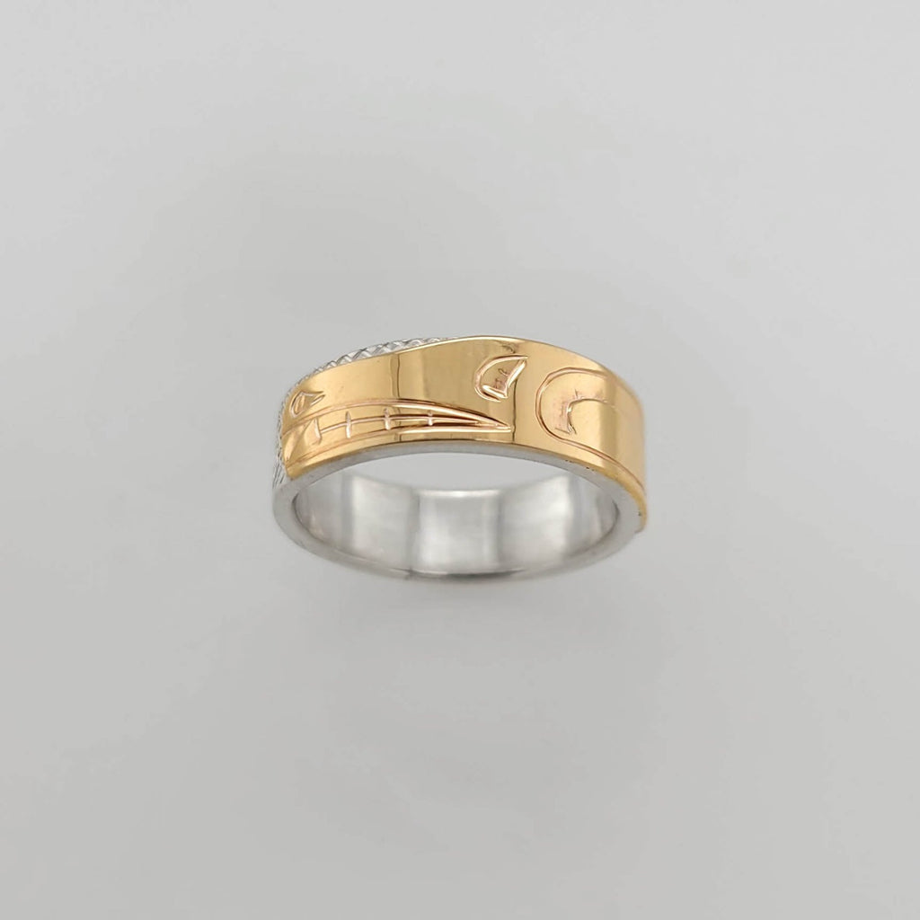 Silver and Gold Bear Ring by Cree artist Justin Rivard