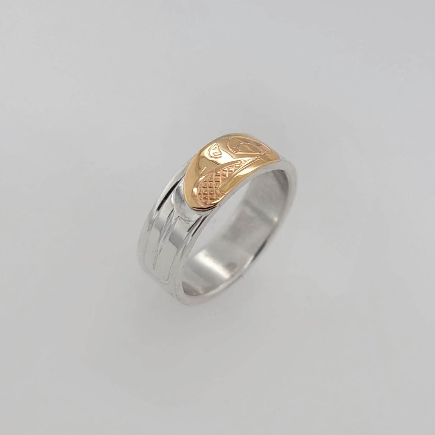 Silver and Gold Eagle Ring by Cree artist Justin Rivard