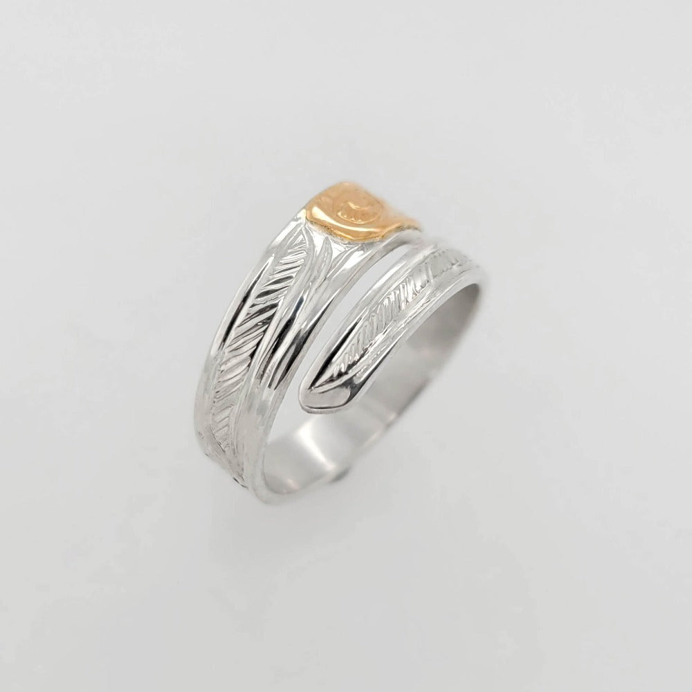 Silver and Gold Eagle Wrap Ring by Tsimshian artist Bill Helin