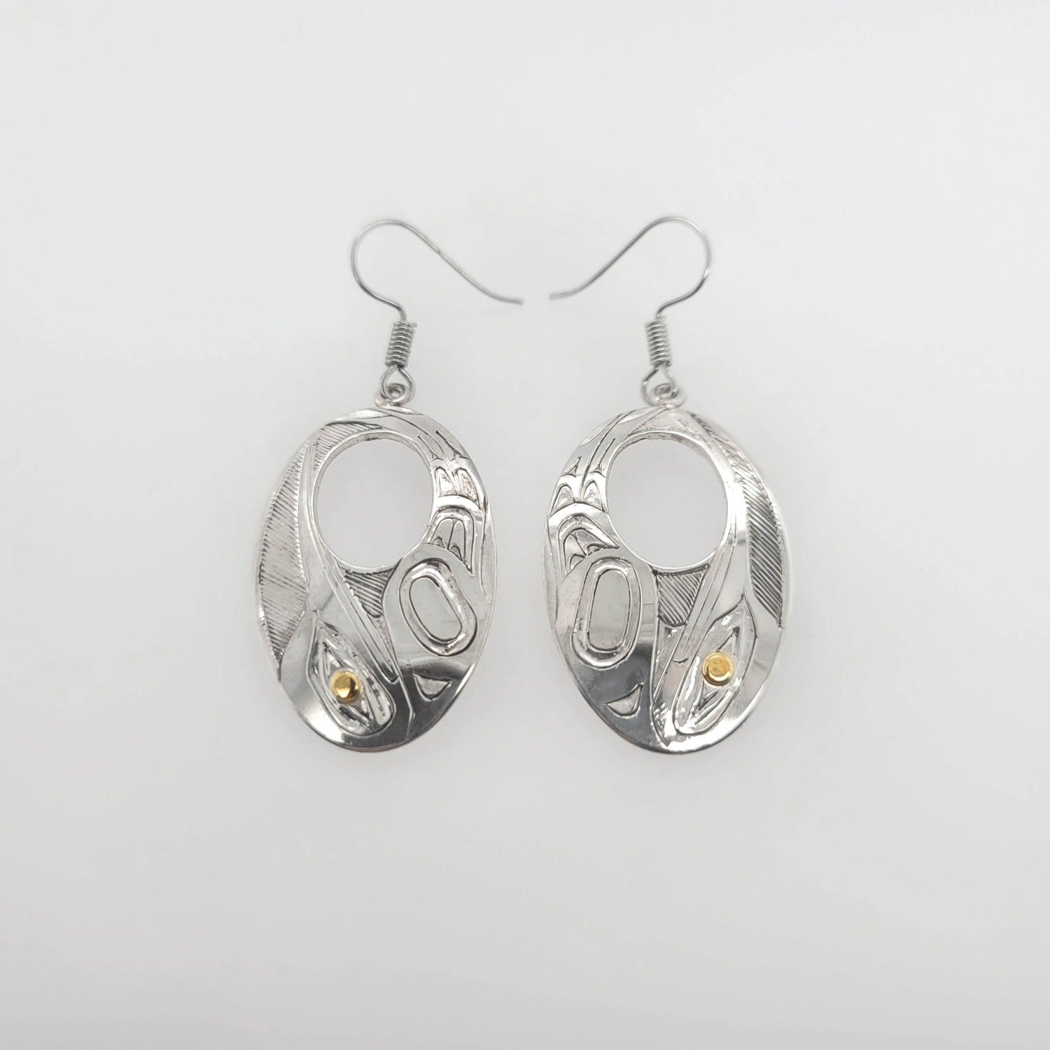 Native Silver and Gold Hummingbird earrings by Haida artist Andrew Williams