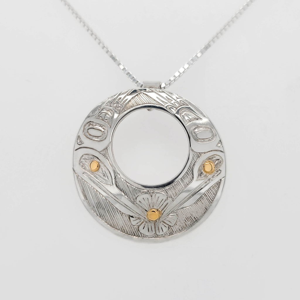 Silver and Gold Hummingbird Pendant by Haida artist Andrew Williams